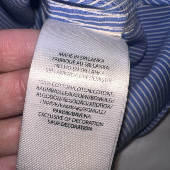 Polo Ralph Lauren Shirt Men’s Size 18 34/35 Blue White Striped Easy Care Office - Picture 14 of 14